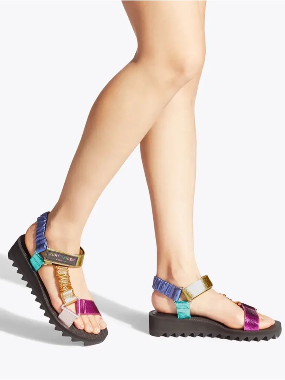 Kurt Geiger London Orion Rainbow Metallic Sandals US 6